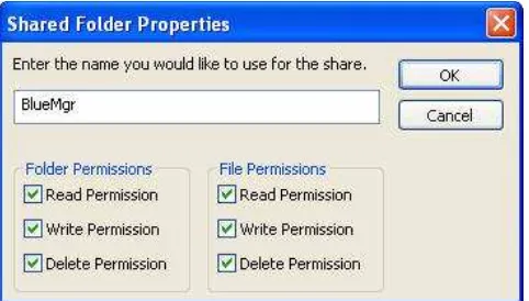 Figure 3-6.  Blue Manager Configuration - Adding a Shared Folder