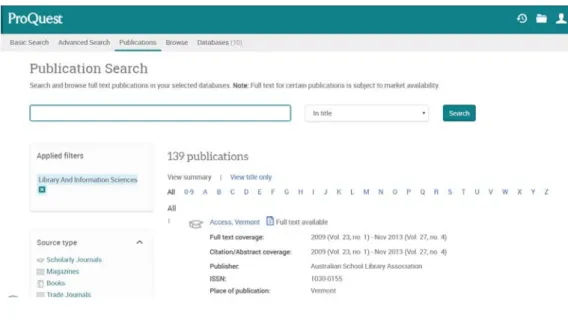 Gambar 4.1 Konten Publikasi pada database ProQuest  4.1.1 Kesamaan Konten pada Database ProQuest 