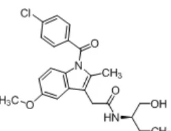 Fig 1. Structure of 2-(1-[(4-chlorophenyl)carbonyl]-5-methoxy-2-methyl-1H-indol-3-yl)-N-[(1R)-1-(hydroxymethyl)propyl]acetamide (IMM)