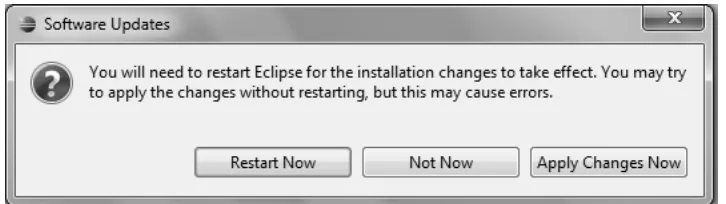 Gambar 2.18 Pilihan untuk me-restart Eclipse 