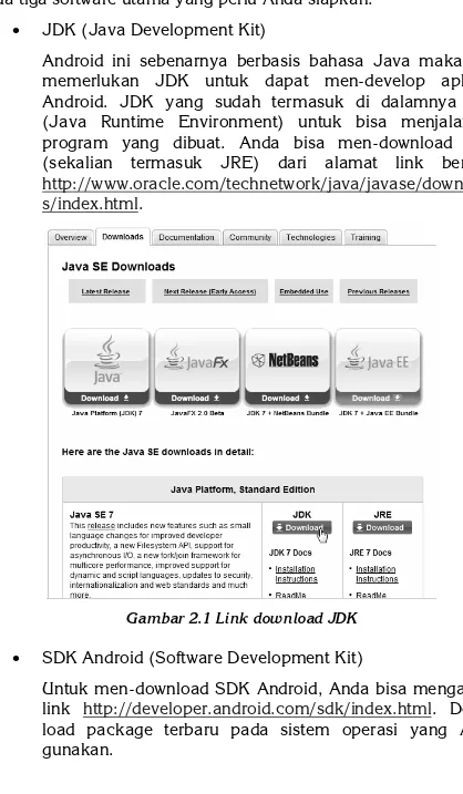 Gambar 2.1 Link download JDK 