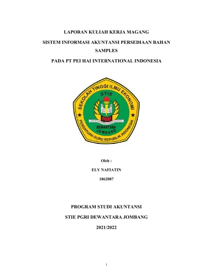 LAPORAN KULIAH KERJA MAGANG SISTEM INFORMASI AKUNTANSI PERSEDIAAN BAHAN ...