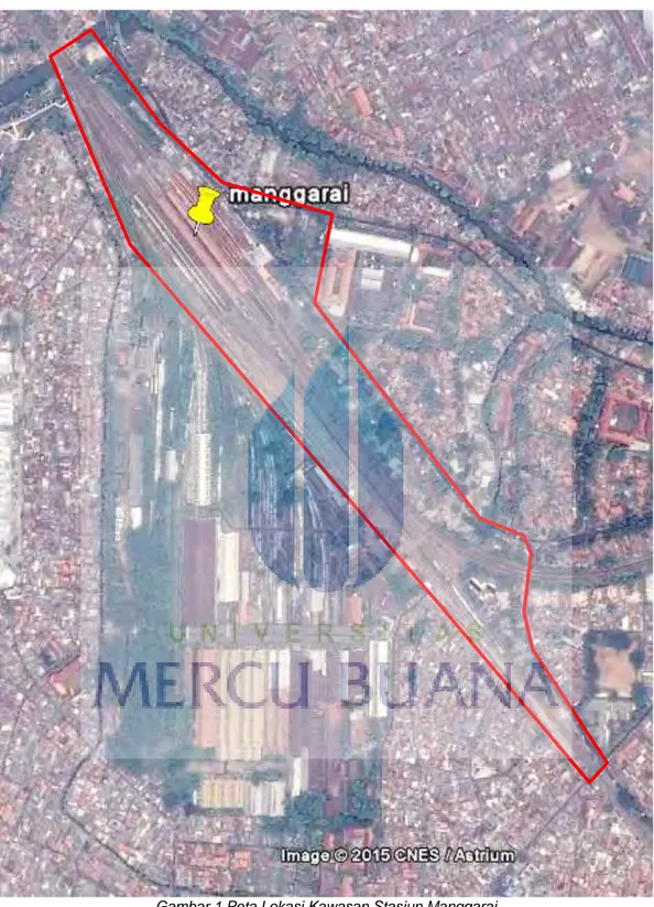 Gambar 1 Peta Lokasi Kawasan Stasiun Manggarai  Sumber: Google Map, diunduh pada tanggal 18 Februari 2015 