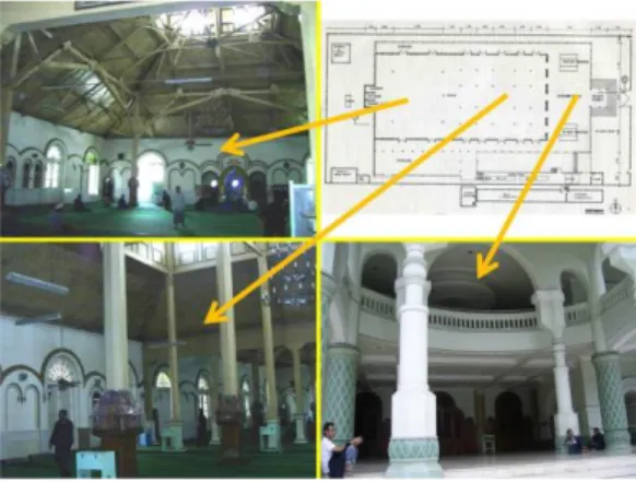 Gambar  5.  Masjid  berlanggam  Jawa  dan  dibungkus  atau  “ditopengi”  selubung  fasad  berlanggam  Pan  Islamic
