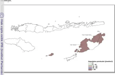 Gambar 4.12  Kepadatan penduduk di kawasan perbatasan darat NTT tahun 2011 
