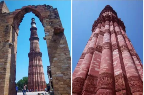 Gambar 5. Menara Qutb Minar di India. Menara ini berdiri dengan tinggi terbuat dari batu bata merah  Sumber: bujangmasjid.blogspot.co.id diakses taggal 3 Maret 2017