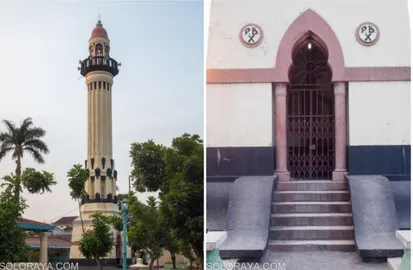 Gambar 6. Menara adzan (kiri), Detail pintu menara adzan Masjid Agung Surakarta (kanan)