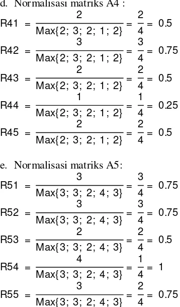 Tabel 4. Matriks Ternormalisasi 