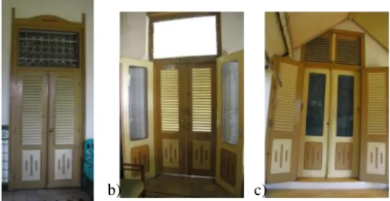 Gambar 20a) Pintu Jenis Pertama b) Pintu Jenis Kedua pada Rumah  Tinggal Keluarga Ko Kwat Ie 