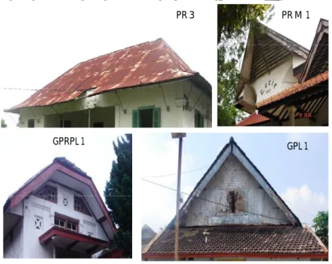 Gambar 1. Tipologi atap pada wajah bangunan rumah tinggal kolonial di Ngamarto, Lawang