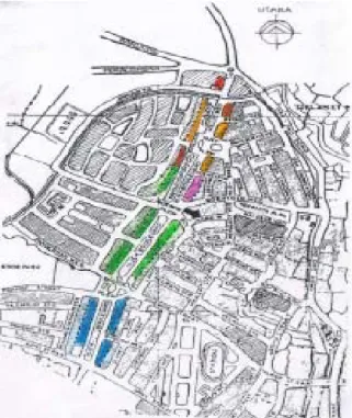 Gambar 1. Peta  Pembagian Persil dan Luasan Bangunan pada Jalan Ijen 
