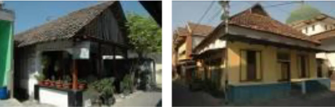 Gambar 2. Bentuk atap rumah tradisional Kampoeng Batik Jetis didominasi  oleh atap Kampung dan Limasan 