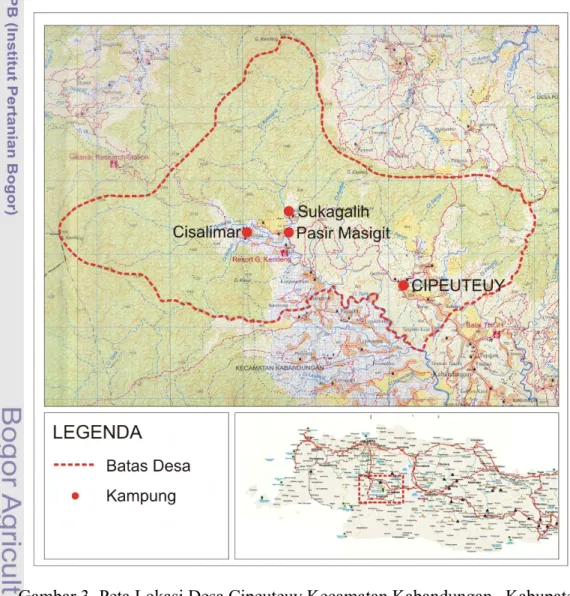 Gambar 3. Peta Lokasi Desa Cipeuteuy Kecamatan Kabandungan , Kabupaten  Sukabumi, Jawa Barat 