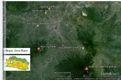 Gambar 1   Peta lokasi penelitian di daerah Bogor 