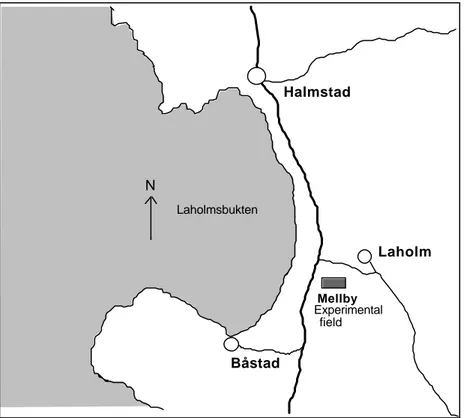 Figur 1. Mellbyförsökets geografiska placering. 