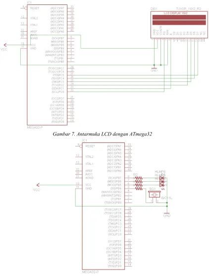 Gambar 8. Antarmuka ATmega32 dengan LED dan Buzzer 