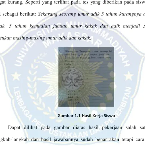 Gambar 1.1 Hasil Kerja Siswa 