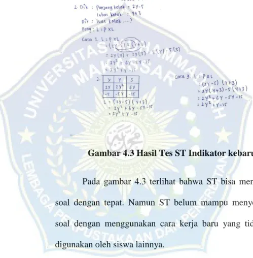 Gambar 4.3 Hasil Tes ST Indikator kebaruan 