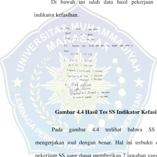 Gambar 4.4 Hasil Tes SS Indikator Kefasihan 