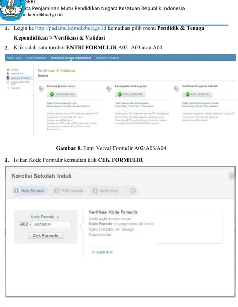 Gambar 8. Entri Verval Formulir A02/A03/A04