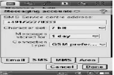 Gambar 2.2.  SMS setting - handset screenshot