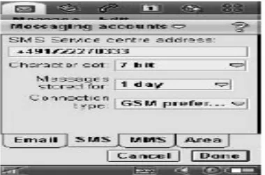 Gambar 2.2.  SMS setting - handset screenshot