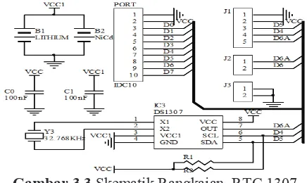 Gambar 3.2  Rangkaian Minimum sistem AVR Atmega 16 