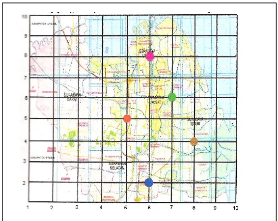Gambar 1. Lokasi Penempatan Alat Ukur di Kota Surabaya 