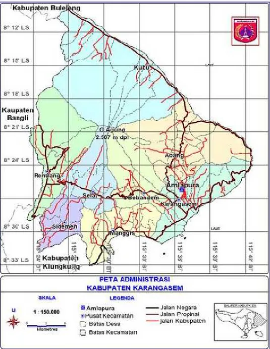 Gambar 2.1. Peta Letak Geografis Kabupaten Karangasem