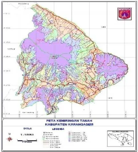Gambar 2.4. Peta Kemiringan Tanah Kabupaten Karangasem.