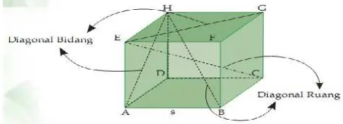 Gambar 2.4 diagonal bidang dan diagonal ruang