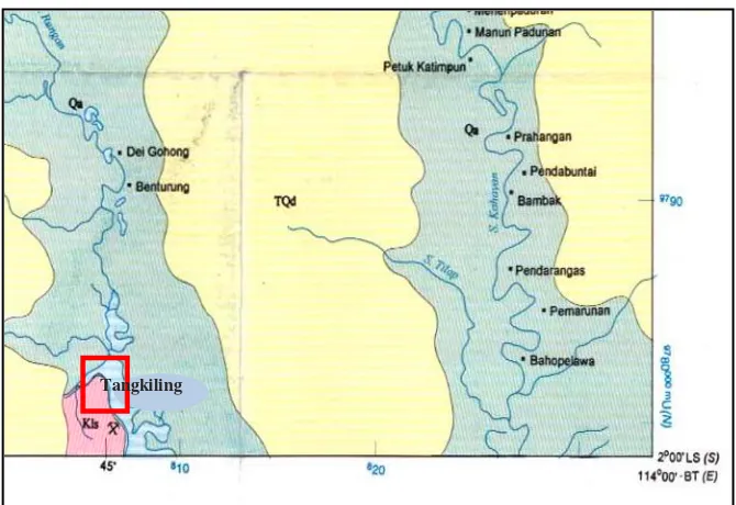 Gambar 1. Peta Geologi Lembar Tewah Kualakurun, KalimantanTengah  (Sumartadipura dan Margono, 1996) 