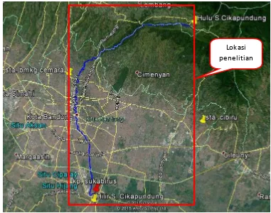 Gambar 3.1 Peta lokasi penelitian Sub DAS Cikapundung 