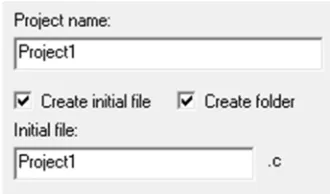 Gambar 4. Project name dan Initial file 