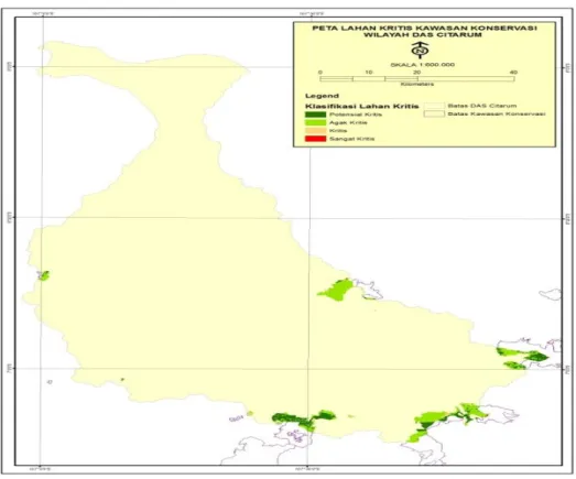 Gambar  2. Peta sebaran lahan kritis di kawasan konservasi pada lokasi penelitian 