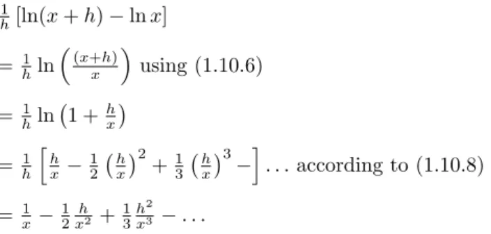 Tabel 1.10.1 Perhitungan dari ln 1.5 dan ln 0.5 dari contoh 1.10.2