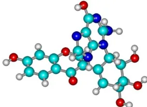 Gambar 3.  Senyawa kompleks guanin 10 dengan isoflavon diketon  