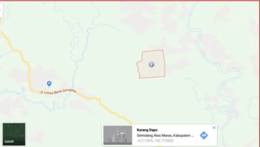 Gambar 1. Peta LokasiPenelitian di DesaKarang Dapo, Semidang Alas Maras, Kabupaten  Seluma,Provinsi Bengkulu Bengkulu-Indonesia