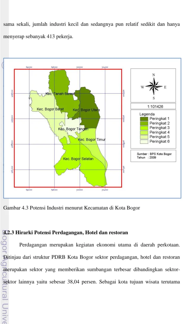 Gambar 4.3 Potensi Industri menurut Kecamatan di Kota Bogor  