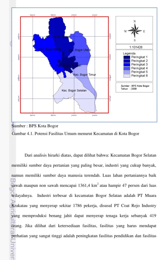 Gambar 4.1. Potensi Fasilitas Umum menurut Kecamatan di Kota Bogor 