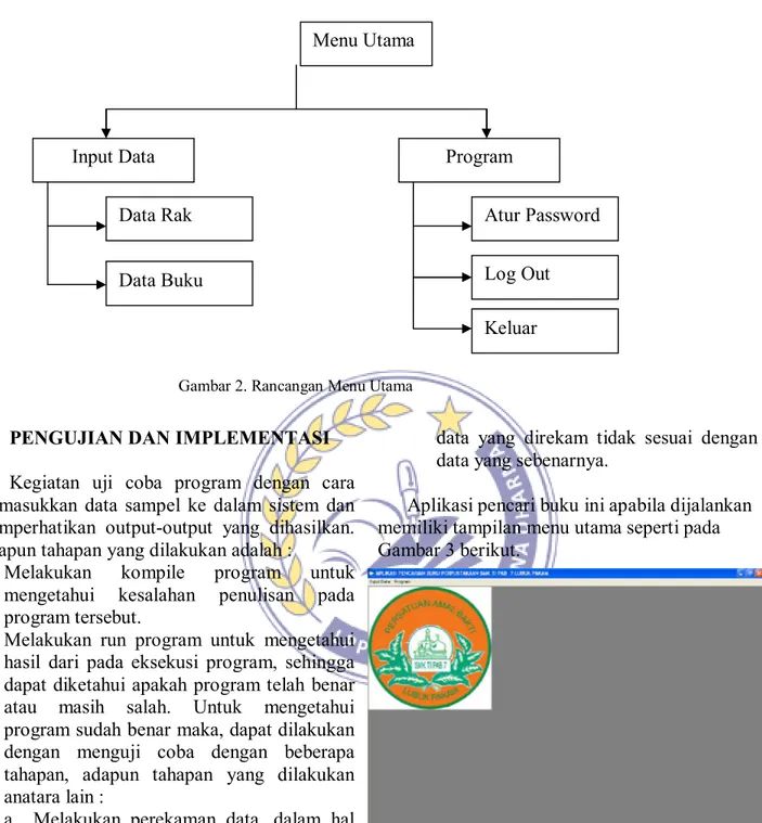 Gambar 2. Rancangan Menu Utama 