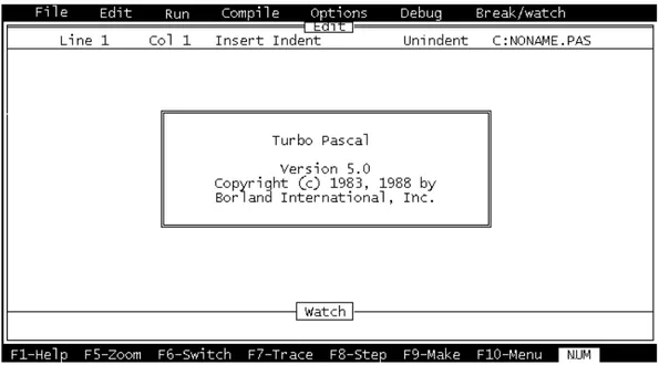 Gambar 2. Menu pada Kompiler Turbo Pascal