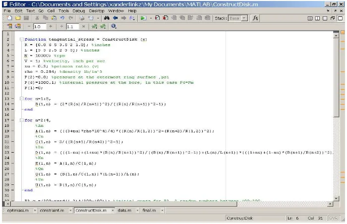 Gambar 3.6Penulisan objective function pada Matlab 