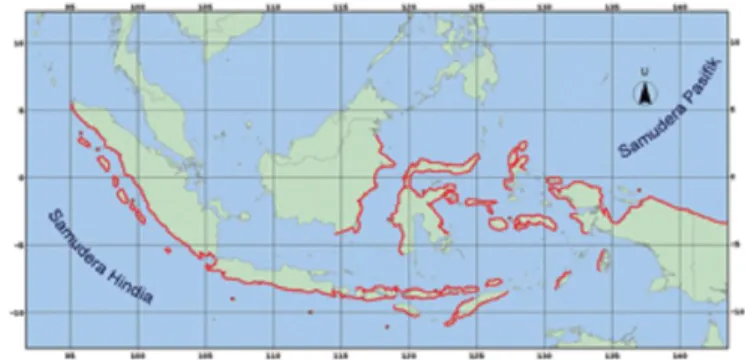 Gambar 1. Wilayah Indonesia yang Berpotensi Tsunami (BMG 2009) 