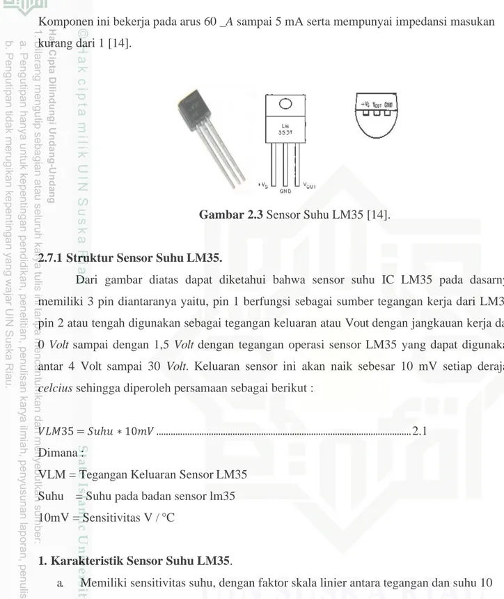 Gambar 2.3 Sensor Suhu LM35 [14]. 
