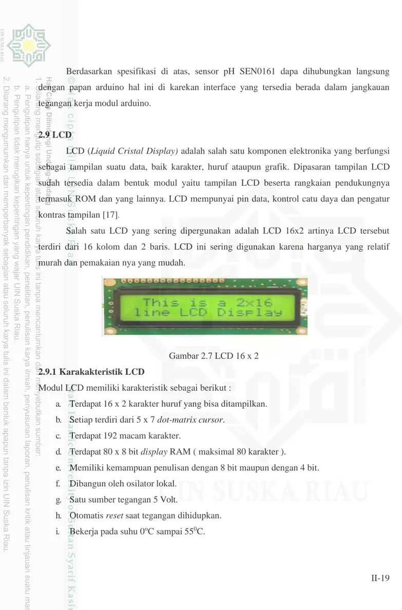 Gambar 2.7 LCD 16 x 2  2.9.1 Karakakteristik LCD 
