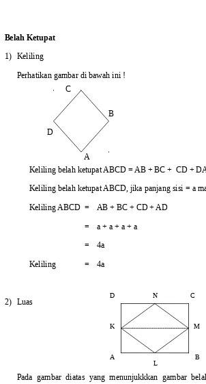 gambar persegi panjang. KM = AB = DC dan LN = AD = BC