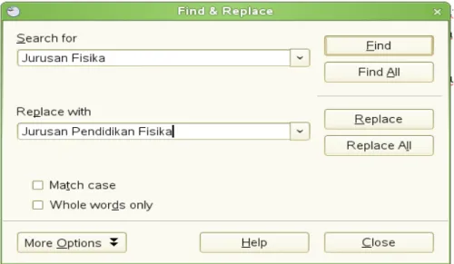 Gambar 3.2 Mencari dan mengganti kata atau frase tertentu.