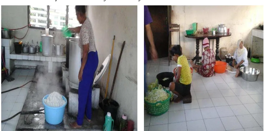 Gambar 4. Petugas dapur dalam menyiapkan makanan untuk  lansia di UPT 