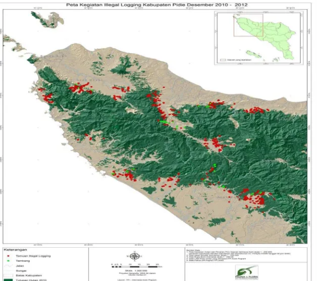 Gambar 1. Peta Illegal Logging  Kabupaten Pidie 2010-2012